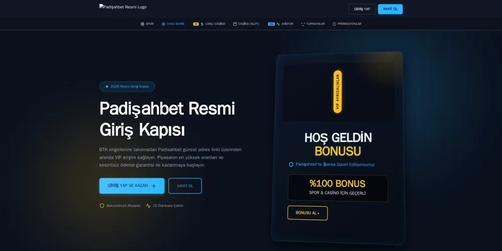 Padişahbet deneme bonusu veren site – canlı ana sayfa görünümü